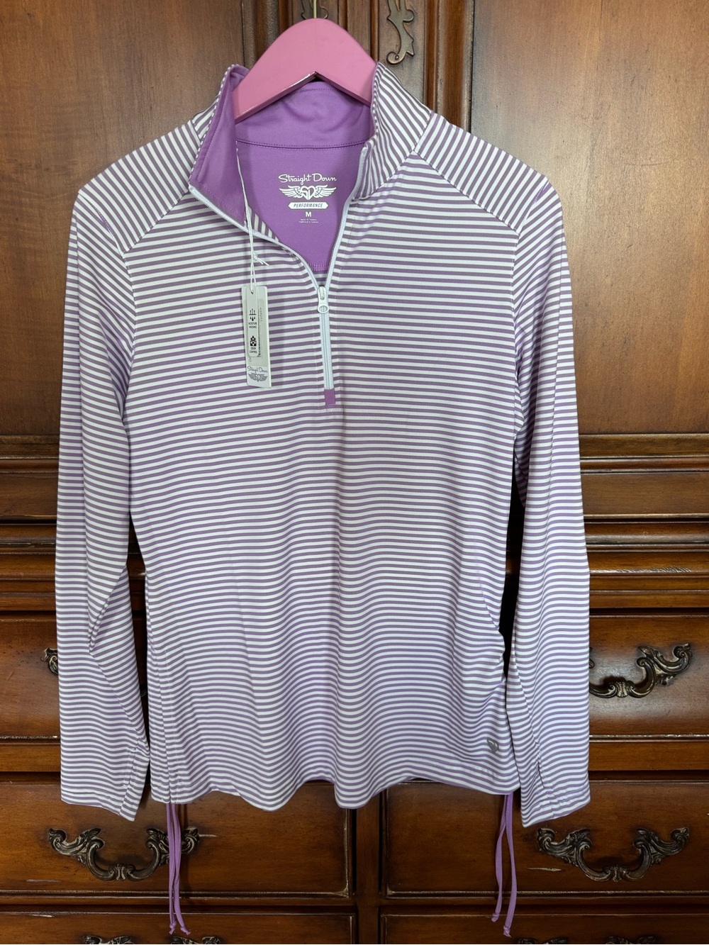 Sun Protective Striped Quarter-Zip Pullover - Lavender/White
